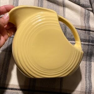Yellow Ceramic Pitcher.  FIESTA WEAR. LIGHT YELLOW